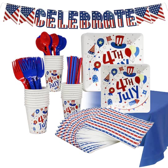171 Piece Patriotic 4th of July Disposable Party Set